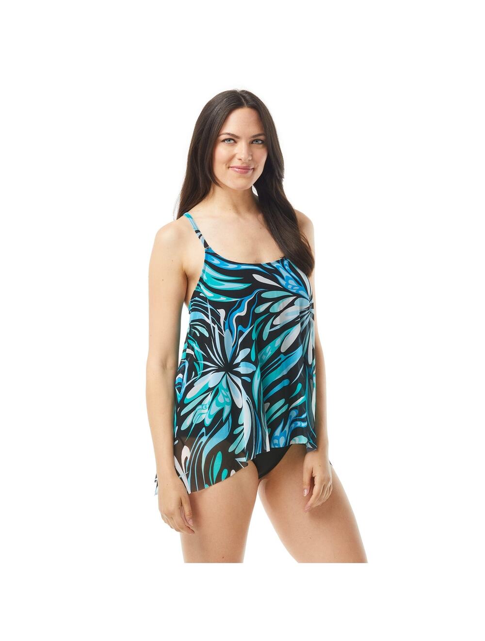 Coco Reef Cassis Swirl Mesh Layer Underwire Swim Tankini Top Swimsuit 34DD /S